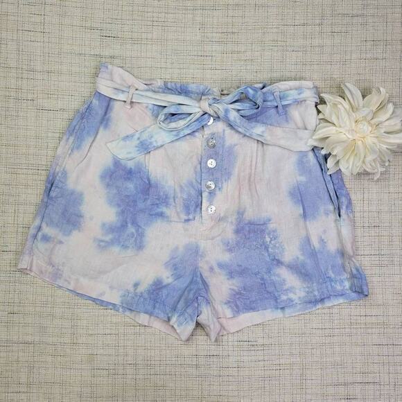 Bella Dahl Womens Tencel Tie-Ye High-Waist Pastel‎ Tie Dye Shorts Size Medium - Picture 1 of 7